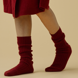 Merino Cashmere Sleep Socks in Crimson