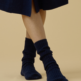 Merino Cashmere Sleep Socks in Midnight Blue