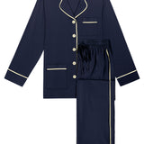 Men's Luxe Stretch Cotton Pajama Set in Midnight Blue