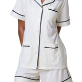 Bride Luxe Stretch Cotton Short Set - Pearl
