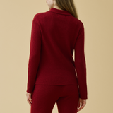 Merino Cashmere Lounge Sweater in Crimson