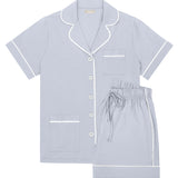 Luxe Stretch Cotton Short Set in Mist Blue