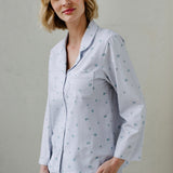 noon by KIP | Stretch Cotton Long Pajama Set in Floral Gingham