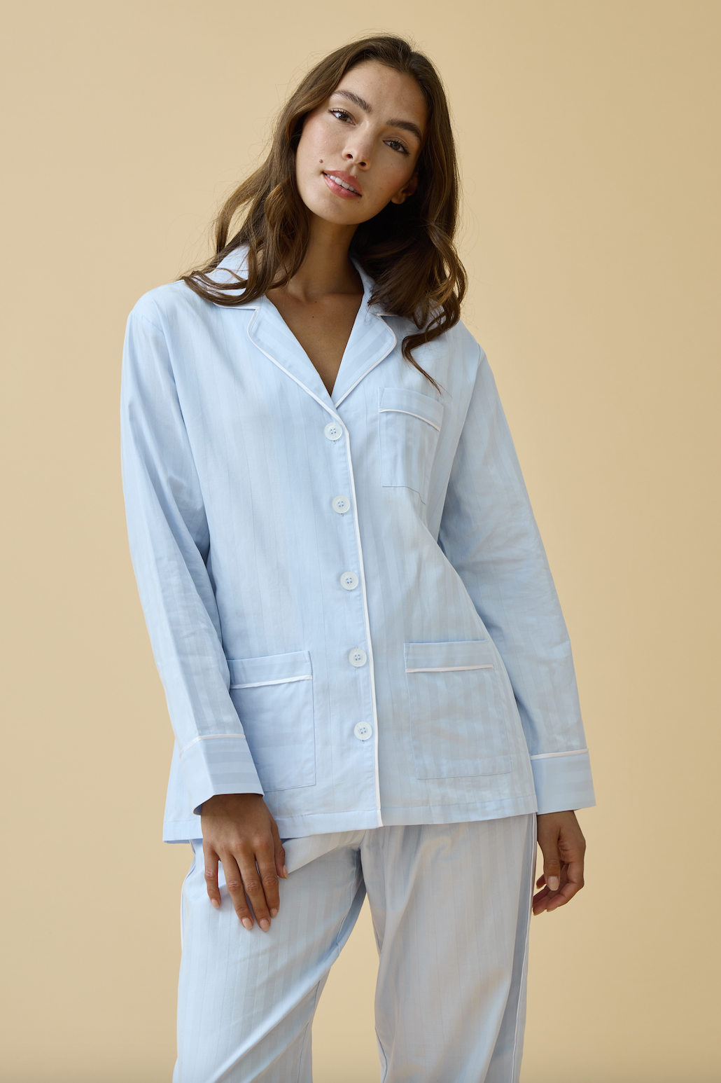 Cotton Pajama Set in Mist Blue KIP Cotton Pajama Set in Mist Blue KIP