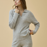 Merino Cashmere Lounge Sweater in Dove Grey