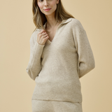 Merino Cashmere Lounge Sweater in Champagne