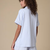 Luxe Stretch Cotton Short Set in Mist Blue