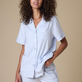 Luxe Stretch Cotton Short Set in Mist Blue