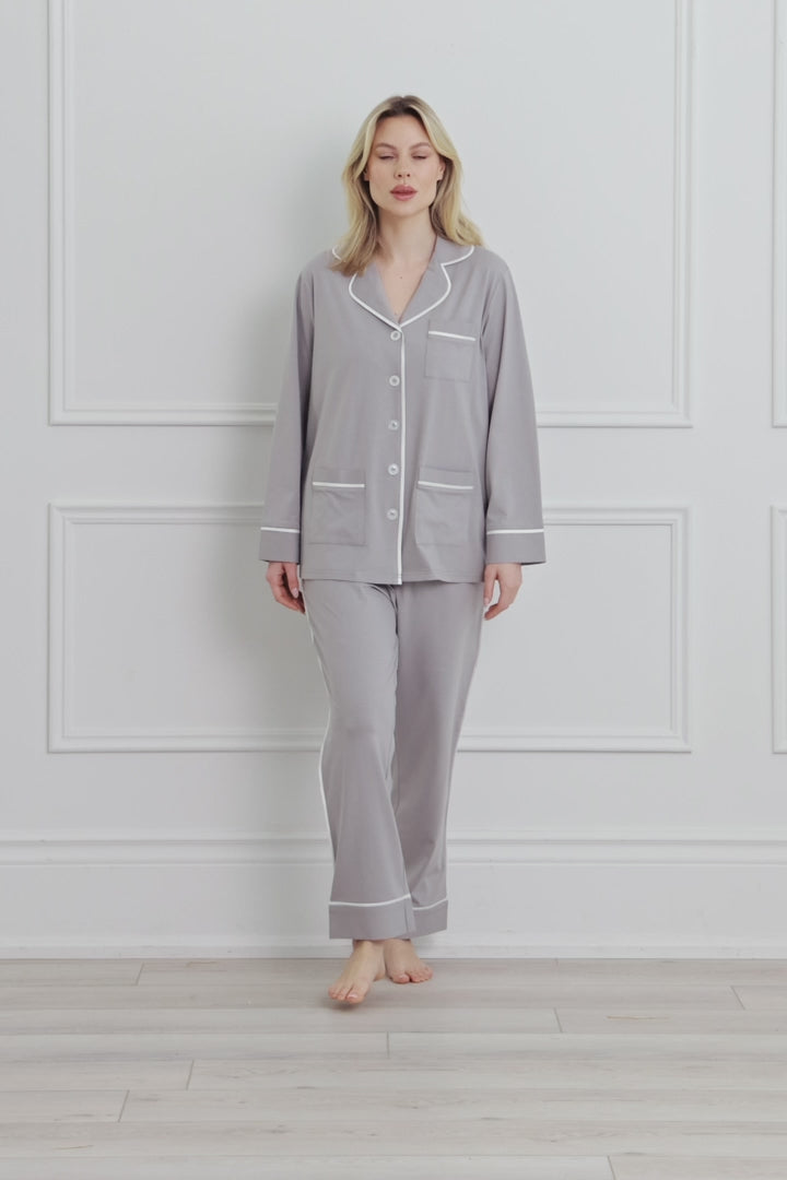 Luxe Stretch Cotton Pajama Set in Haze