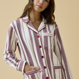 Luxe Stretch Cotton Pajama Set in Merlot Stripe