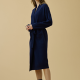 Pure Cashmere Long Robe in Midnight Blue