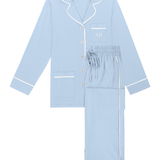Luxe Stretch Cotton Pajama Set in Dayflower Blue
