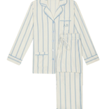 Luxe Stretch Cotton Pajama Set in Blue Pinstripe