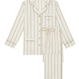 Luxe Stretch Cotton Pajama Set in Champagne Stripe
