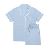 Luxe Stretch Cotton Short Set in Dayflower Blue
