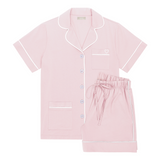 Heart Embroidery Luxe Stretch Cotton Short Set