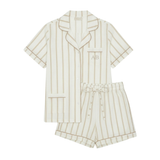 Luxe Stretch Cotton Short Set in Champagne Stripe