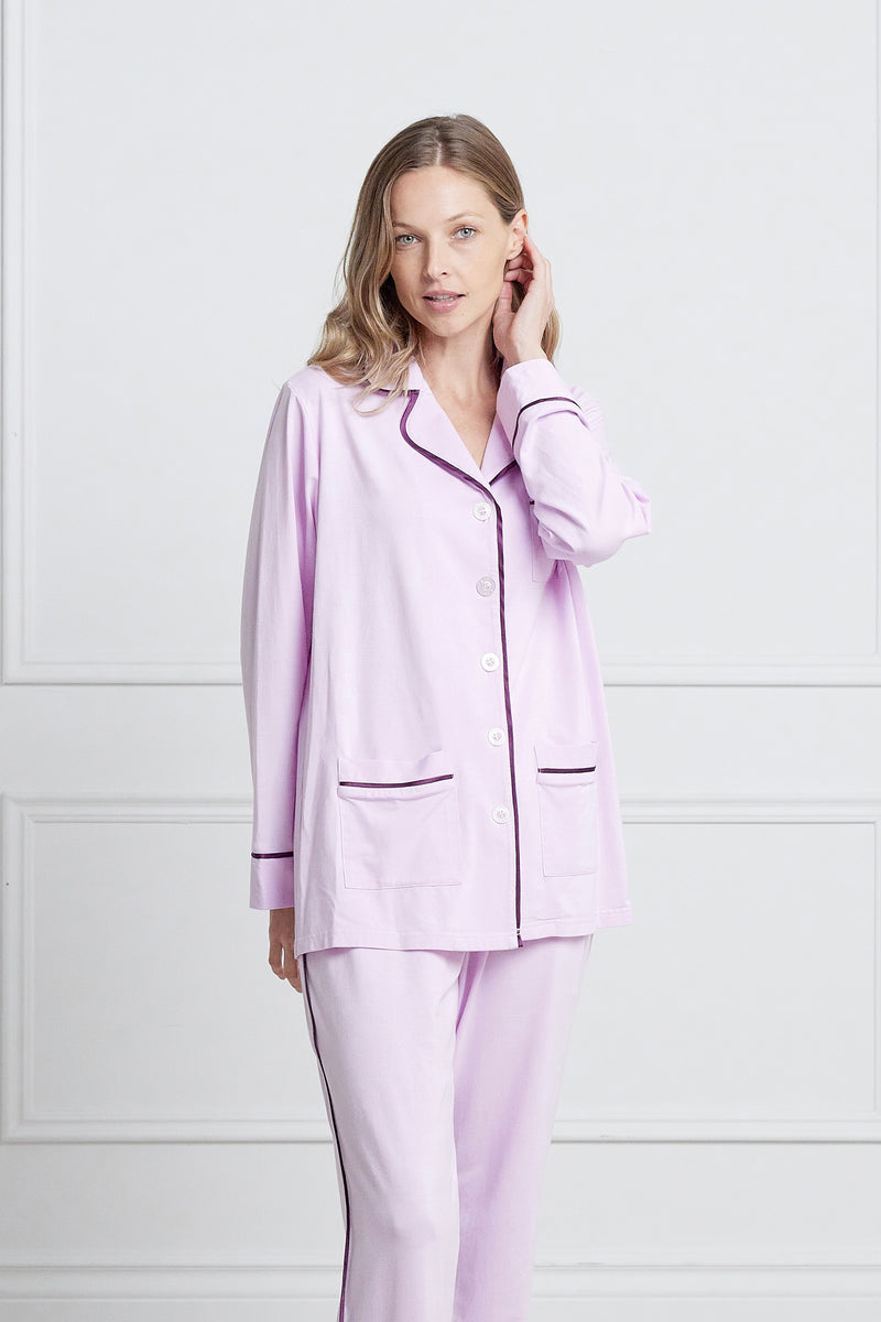 Luxe Stretch Cotton Pajama Set in French Lilac