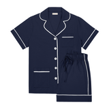 Luxe Stretch Cotton Short Set in Midnight Blue