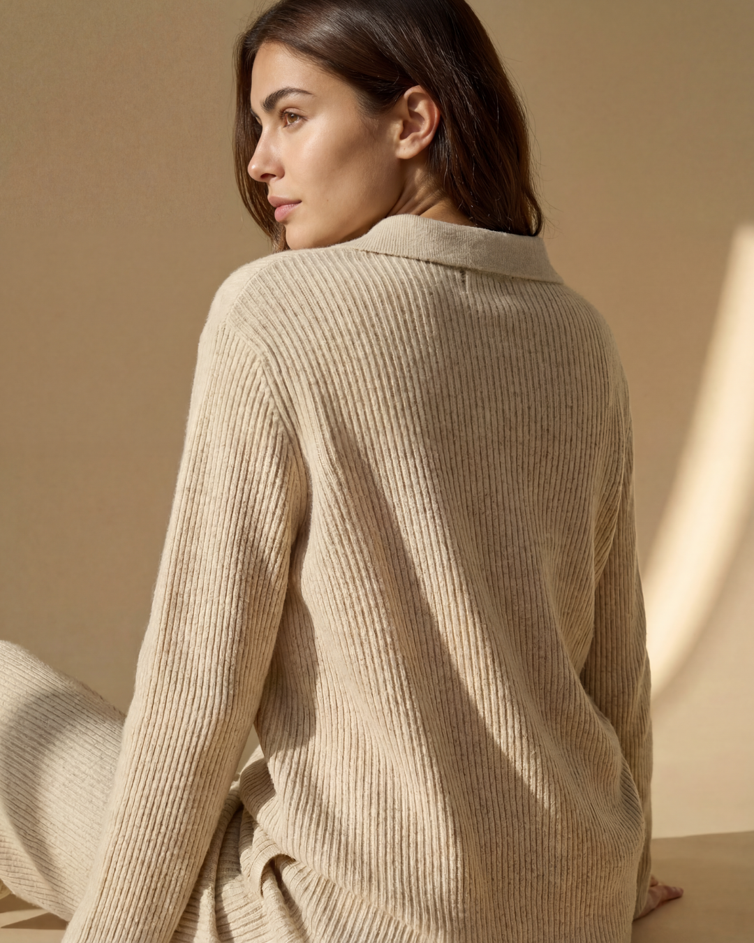 Merino Cashmere Lounge Sweater in Champagne