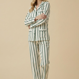 Luxe Stretch Cotton Pajama Set in Pine Stripe