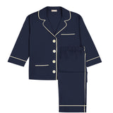 Luxe Stretch Cotton Kids Pajama Set in Midnight Blue