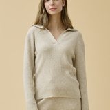 Merino Cashmere Lounge Sweater in Champagne