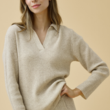 Merino Cashmere Lounge Sweater in Champagne