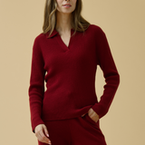 Merino Cashmere Lounge Sweater in Crimson