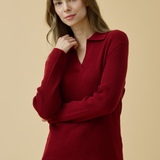 Merino Cashmere Lounge Sweater in Crimson