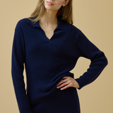 Merino Cashmere Lounge Sweater in Midnight Blue