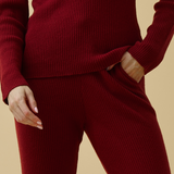 Merino Cashmere Lounge Pants in Crimson