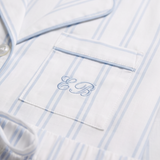 Luxe Stretch Cotton Short Set in Blue Pinstripe