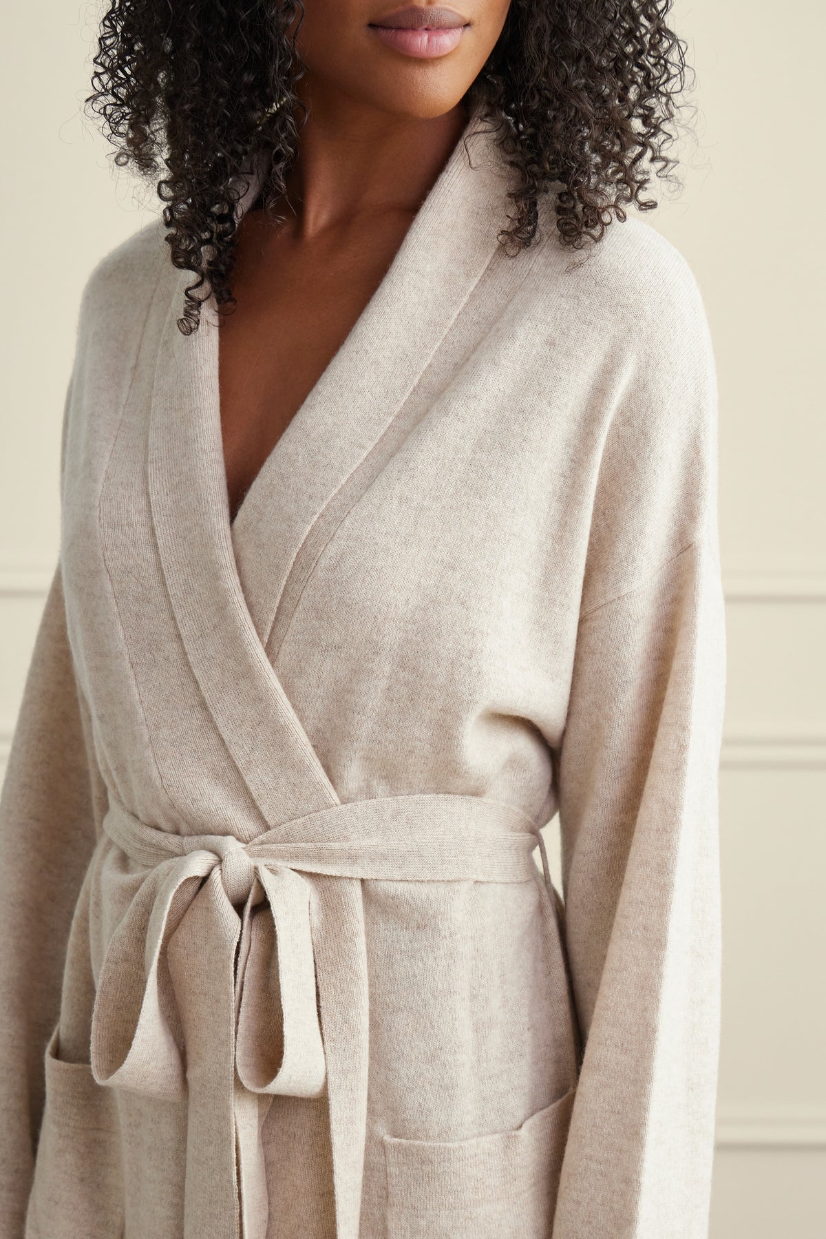 Cashmere Robe Blue Pure Cashmere Long Robe in Champagne – KIP