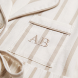 Luxe Stretch Cotton Pajama Set in Champagne Stripe