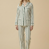 Luxe Stretch Cotton Pajama Set in Pine Stripe