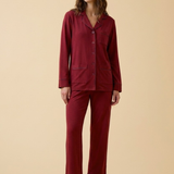 Luxe Stretch Cotton Pajama Set in Cranberry