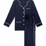 Luxe Stretch Cotton Pajama Set in Midnight Blue