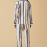 Luxe Stretch Cotton Pajama Set in Navy Stripe