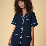 Luxe Stretch Cotton Short Set in Midnight Blue