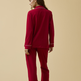 Luxe Stretch Cotton Pajama Set in Crimson