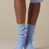 Merino Cashmere Sleep Socks in Mist Blue