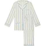 Luxe Stretch Cotton Pajama Set in Blue Pinstripe