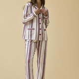 Luxe Stretch Cotton Pajama Set in Merlot Stripe