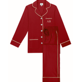 Luxe Stretch Cotton Pajama Set in Crimson