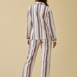 Luxe Stretch Cotton Pajama Set in Merlot Stripe