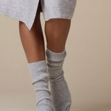 Merino Cashmere Sleep Socks in Dove Grey