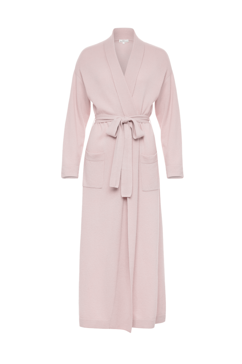 Pure Cashmere Long Robe in Pink Peony