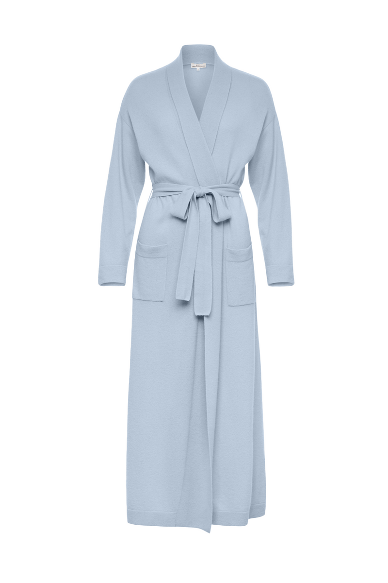 PREORDER | Pure Cashmere Long Robe in Mist Blue