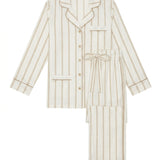 Luxe Stretch Cotton Pajama Set in Champagne Stripe